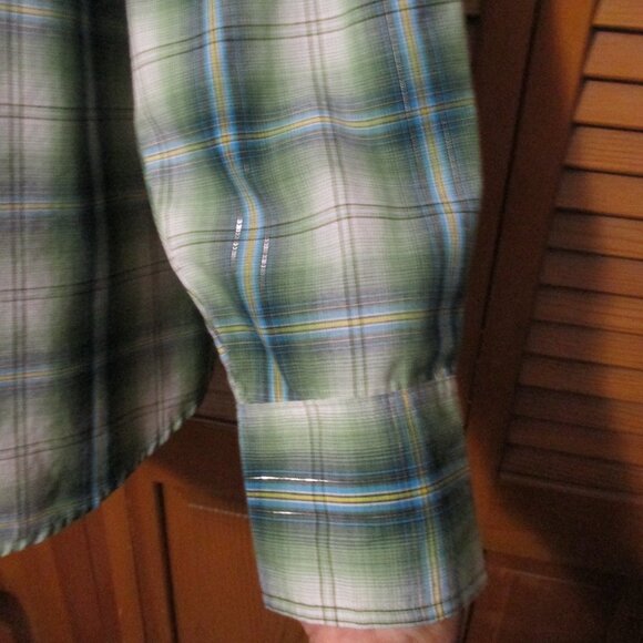 Wrangler Women's top Retro Western, faux pearl snaps green & blues size XXL - Picture 6 of 10